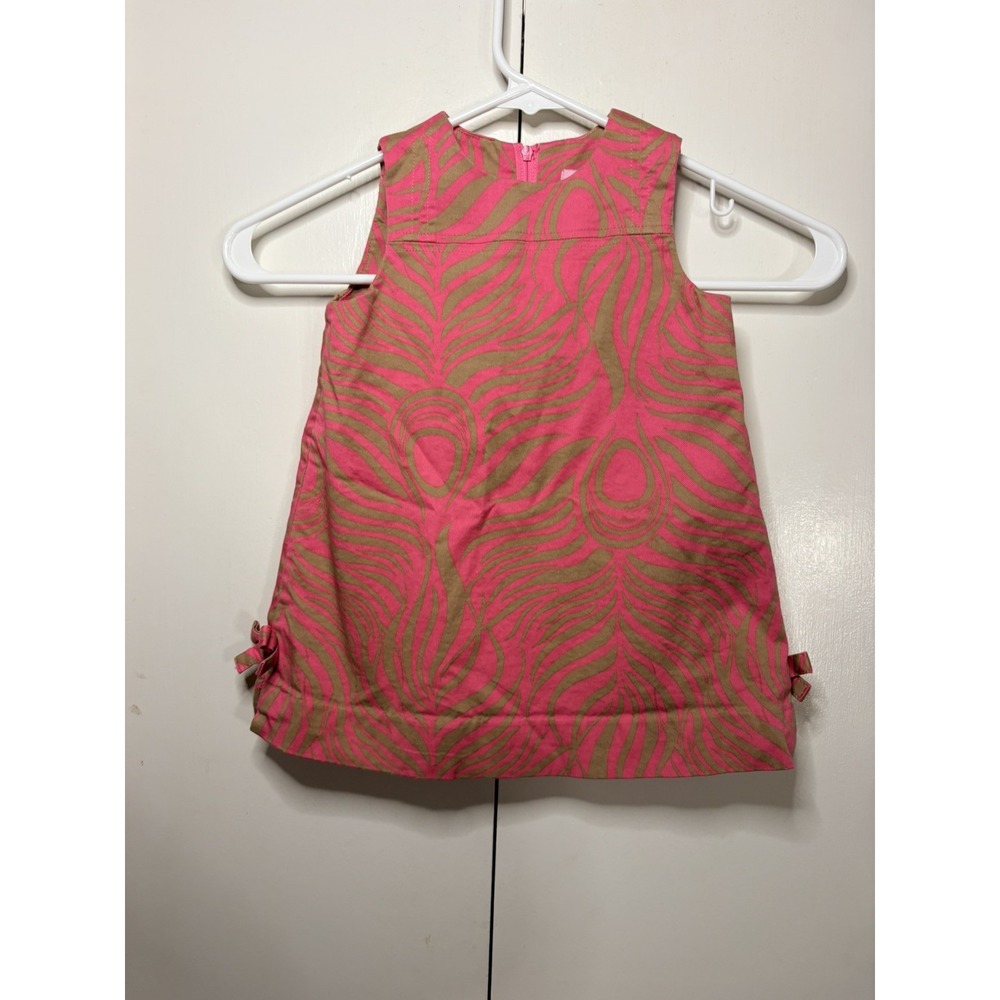 Baby Toddler Lilly Pulitzer Dress Size 18-24 Months pink/tan side bows Spring